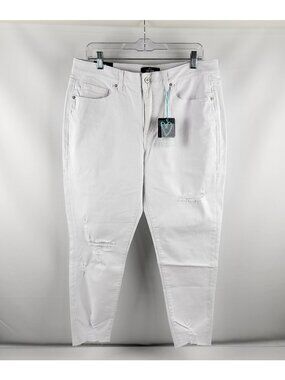 Lularoe Jeans Womens 34x26 White Skinny Fit with Love Distressed Denim NWT